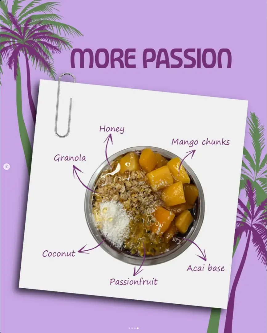 More Passion bowl with labelled ingredients